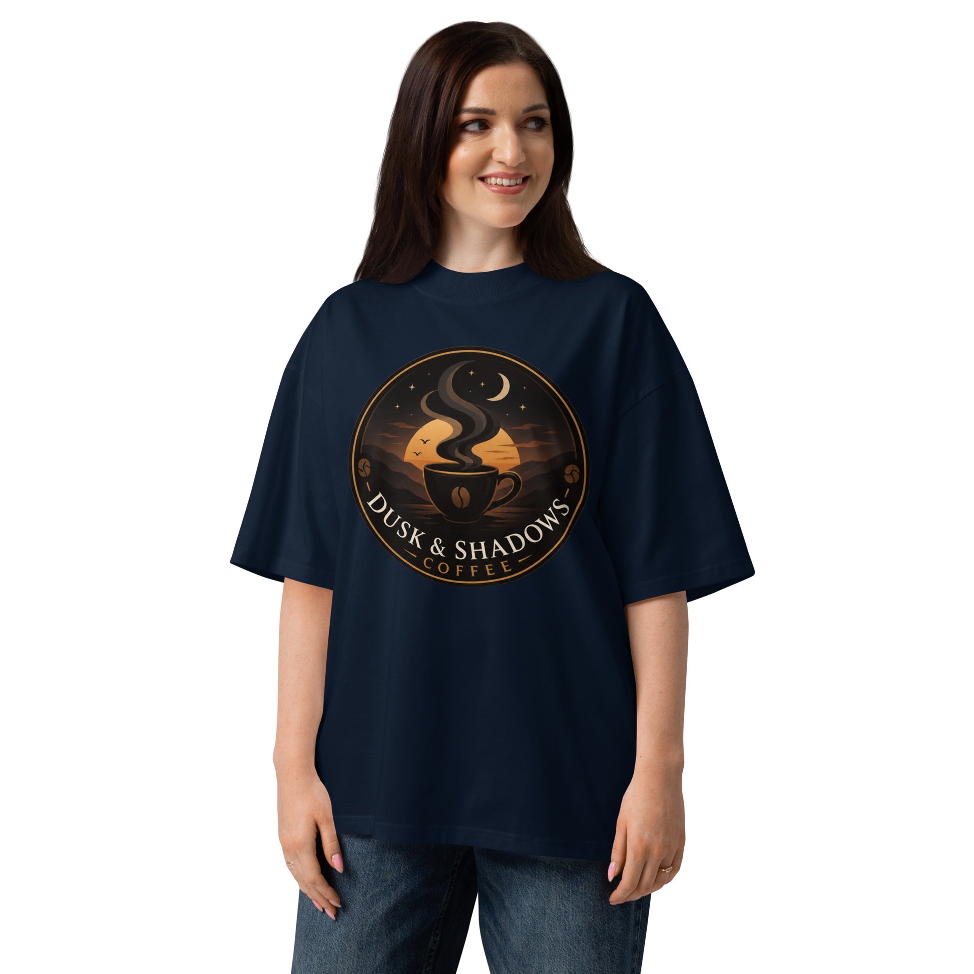 Unisex organic oversized high neck t-shirt